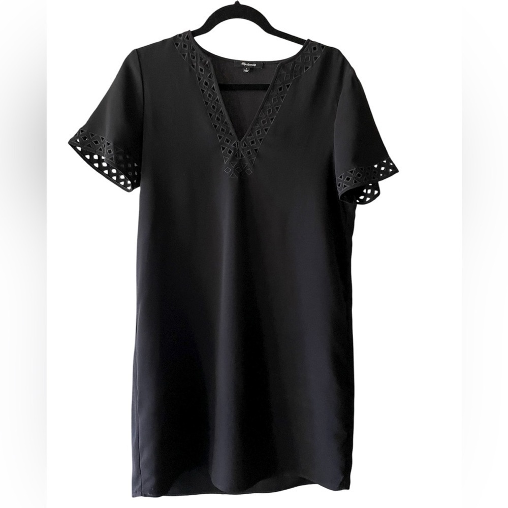 Madewell Ballad Tunic Dress Black Short Sleeve Mini Dress Size 6 - Picture 7 of 7